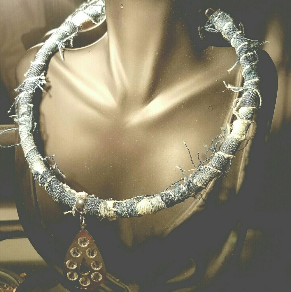 Denim wrapped chokers