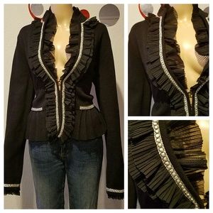 Beautiful WHBM Ruffled sweater jacket Beautiful WHBM Ruffled sweater jacket