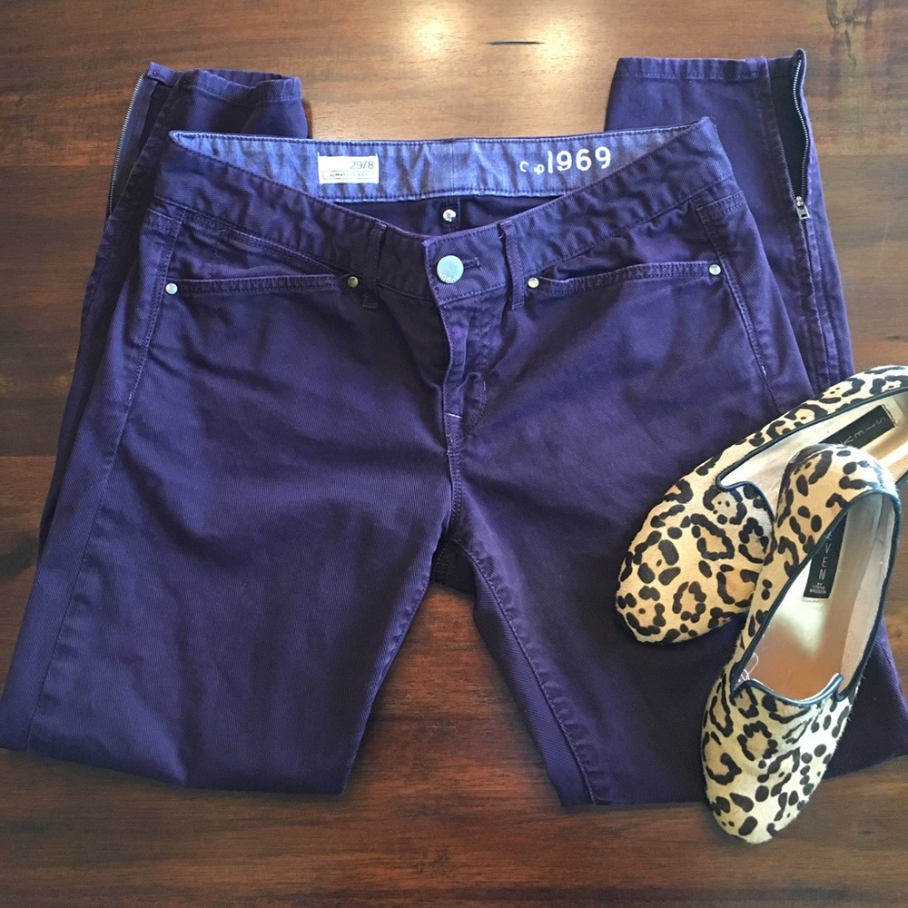 Deep Purple Corduroy Gap Jeans w/ankle zipper 29/8 - Picture 3 of 8
