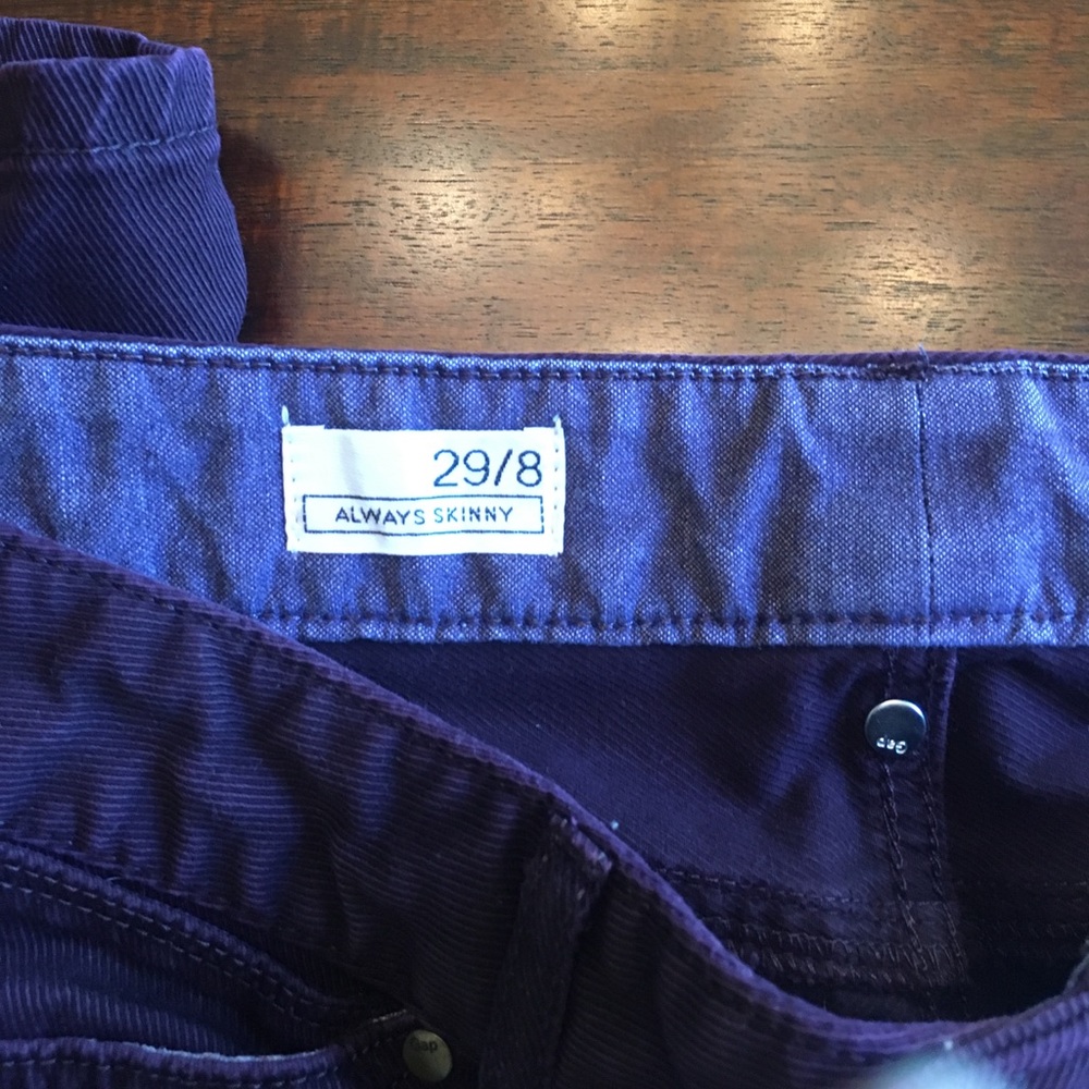 Deep Purple Corduroy Gap Jeans w/ankle zipper 29/8 - Picture 6 of 8
