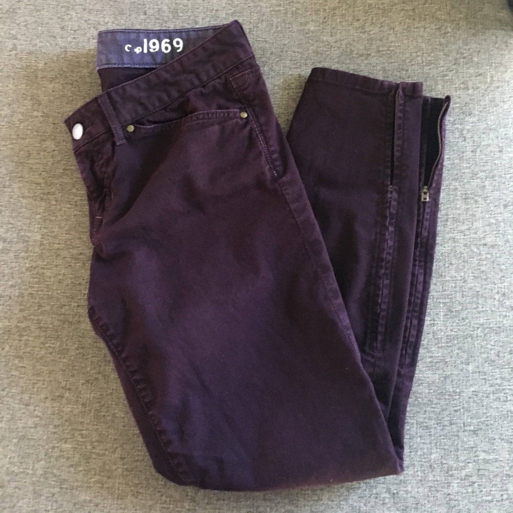 Deep Purple Corduroy Gap Jeans w/ankle zipper 29/8 - Picture 8 of 8