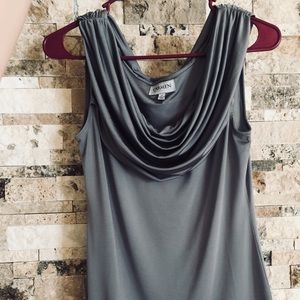 Carmen Marc Valvo Grey Cowl Sleeveless Top