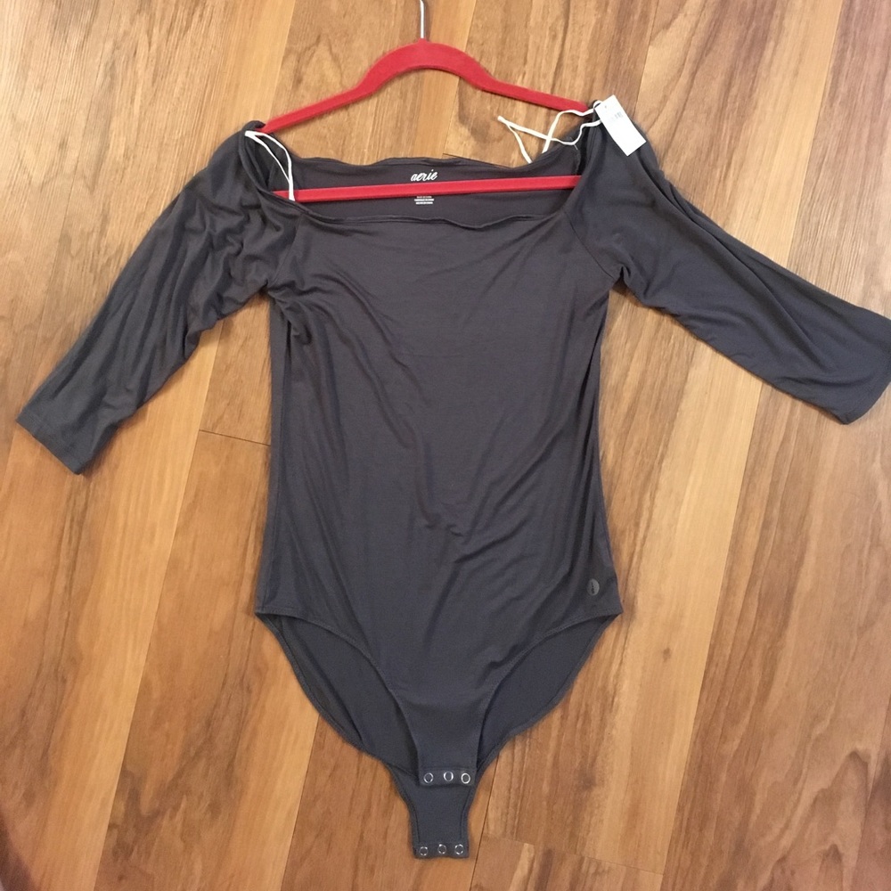 Aerie Off-Shoulder Gray Bodysuit