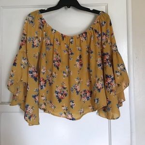 Off Shoulder Mustard Floral Top