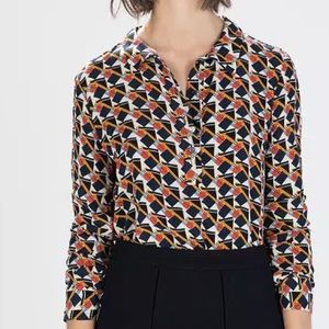 Zara’s Geometric Print Collared Blouse Sz. XS