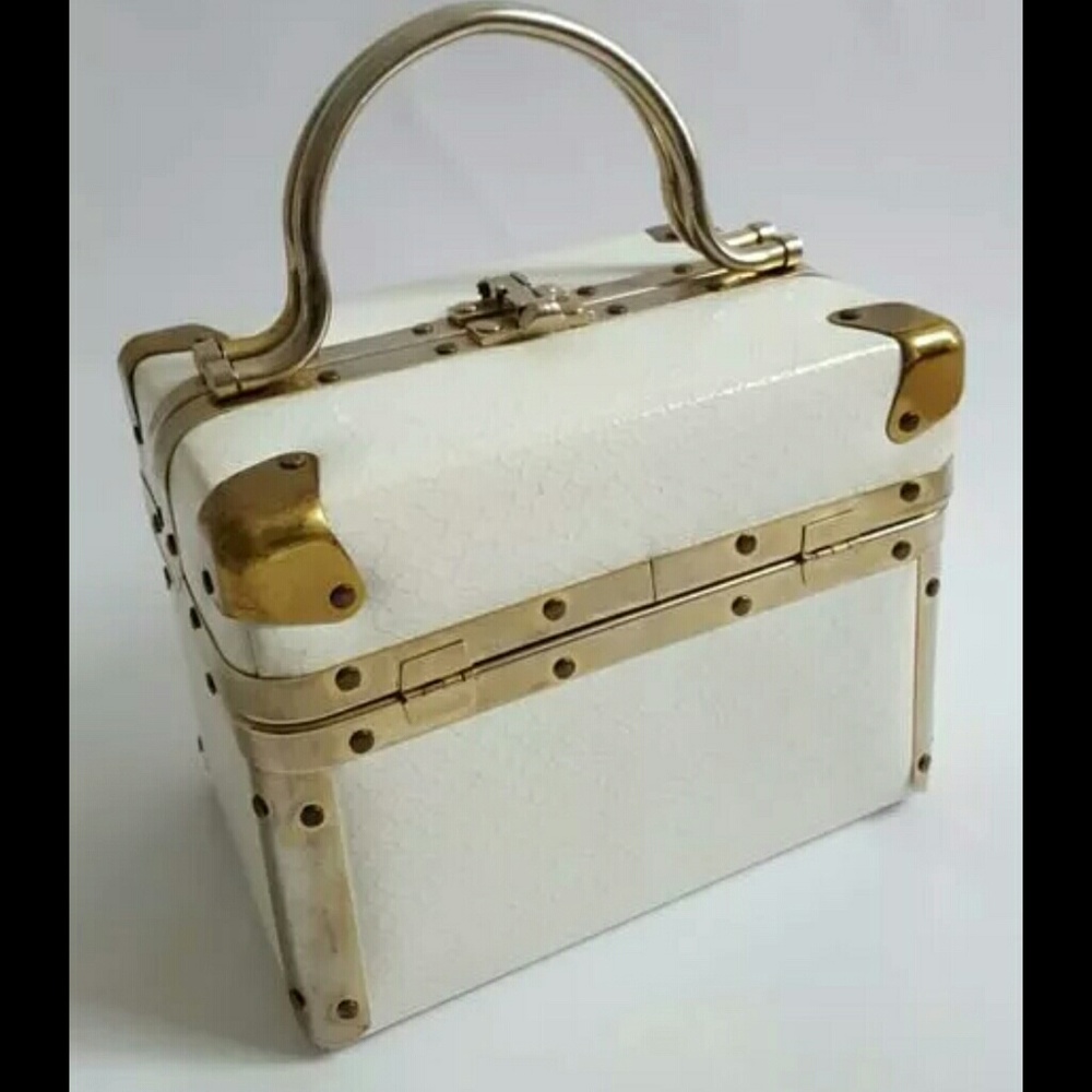 1950's trunk box bag by delill brass hardware