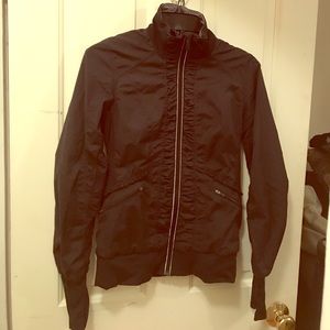 Get Up & Go Black Ruffle Lined Track Jacket