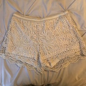 cream lace shorts