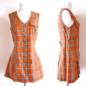1960s plaid micro mini dress 🍁 retro 60s tartan 1960s plaid micro mini dress 🍁 retro 60s tartan