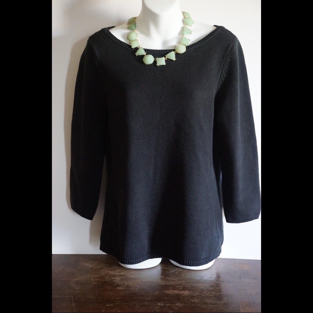 Talbots 3/4 sleeve scoop neck knit sweater