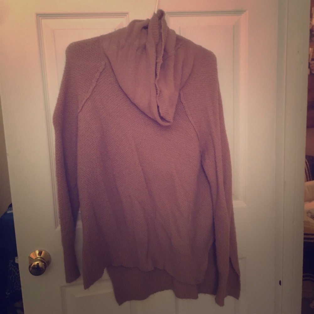 dusty rose cowl neck sweater