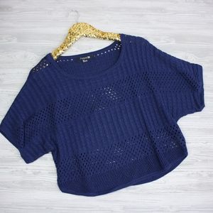 Forever 21 Navy Blue Short Sleeve Oversize Sweater