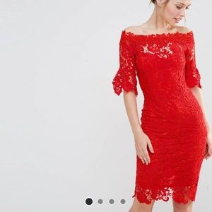 Paper Dolls Offshoulder crochet dress - worn 1ce