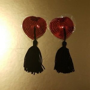 Sequin Heart tassled Nipple Pasties