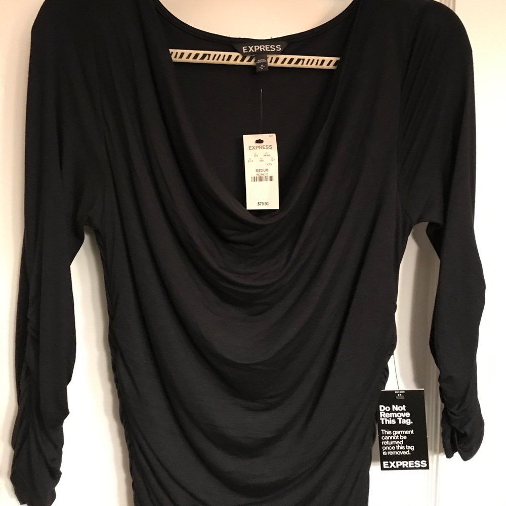 NWT Express black ruched dress. Size Medium