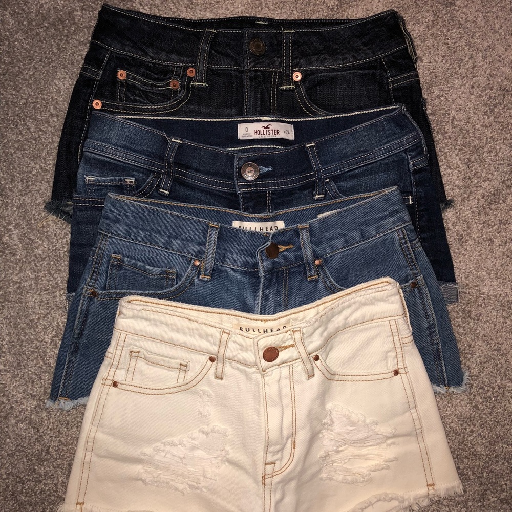 Four pairs of jean shorts
