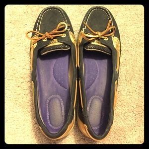 Black and Gold Sperry Topsiders