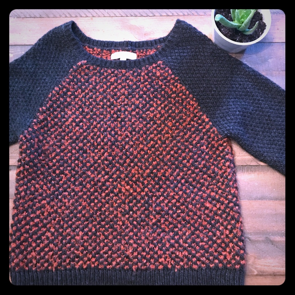 EUC Grey Orange LOFT alpaca wool blend sweater.
