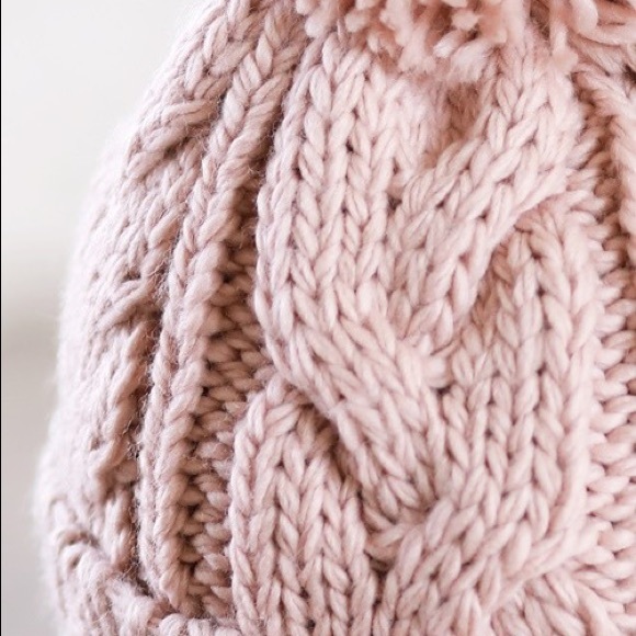 Dusty Pink Pom Pom Hat - Picture 3 of 3