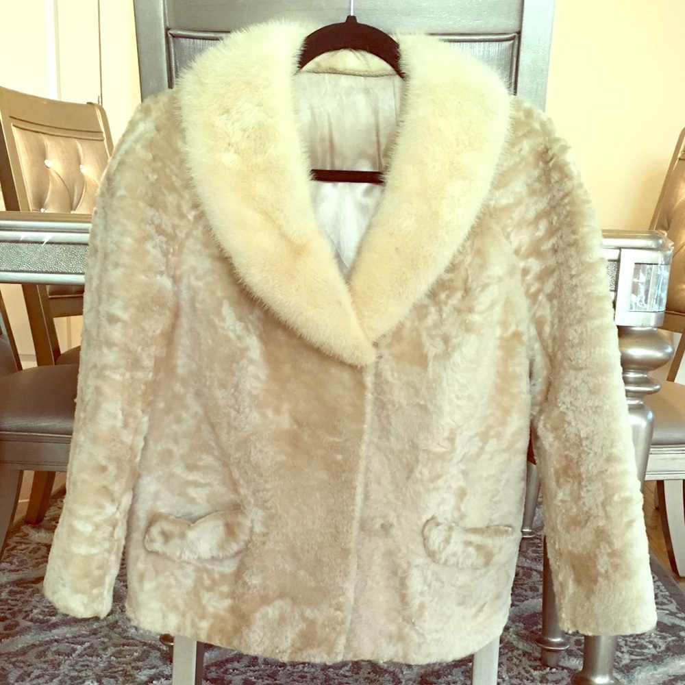 Real fur lam and mink jacket