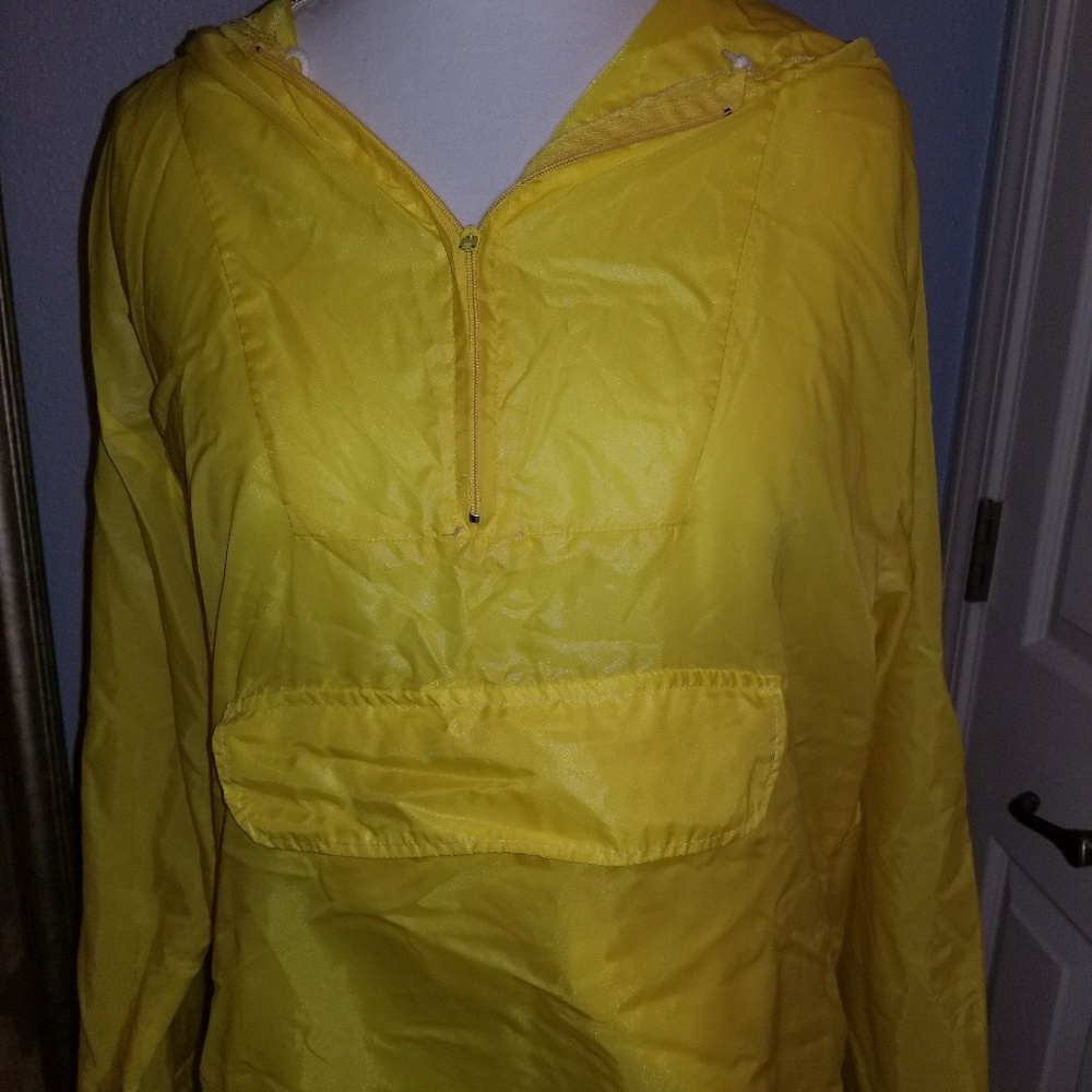 Yellow Raincoat Poncho with Hood