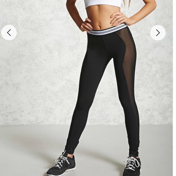 Pants - Mesh Panel Black Leggings