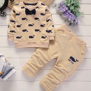 Baby Whale 🐳Tan Jogger Set