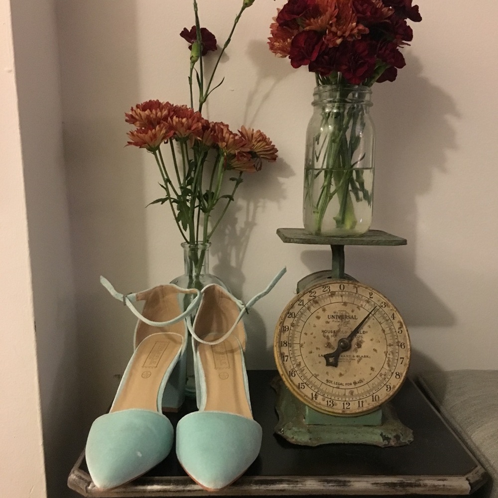 velvet ankle strap heels