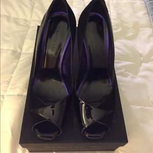 Black peep toe pumps  slightly worn size 37.5