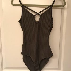 Hunter green bodysuit.