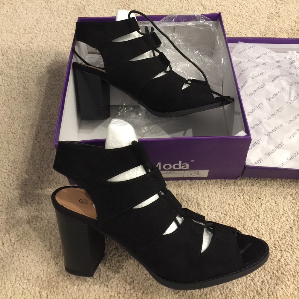 Black Lace-Up Booties