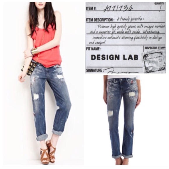 Distressed Jeans w/Red & White Paint Splashes - Picture 3 of 8