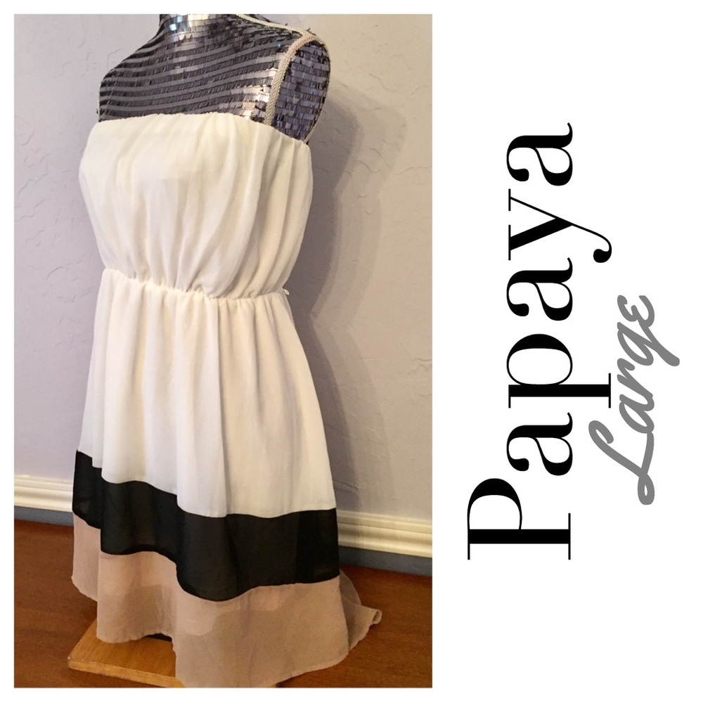 SOLD Papaya sexy strapless high/low dress, large - Picture 1 of 6