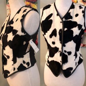 Dana Buchman Cow Print Leather Vest 4 P NWT
