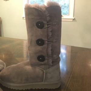 Grey Button UGG Boots