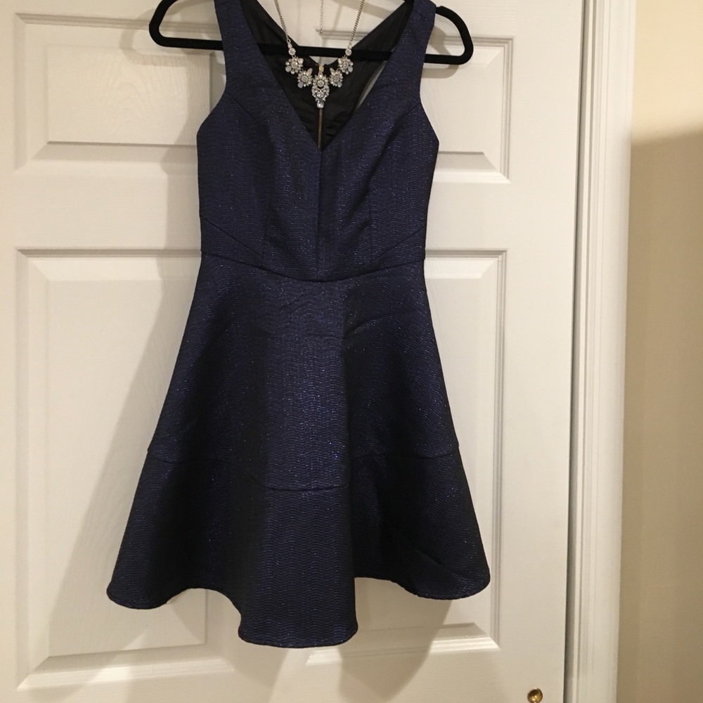 Blue fit and flare express dress
