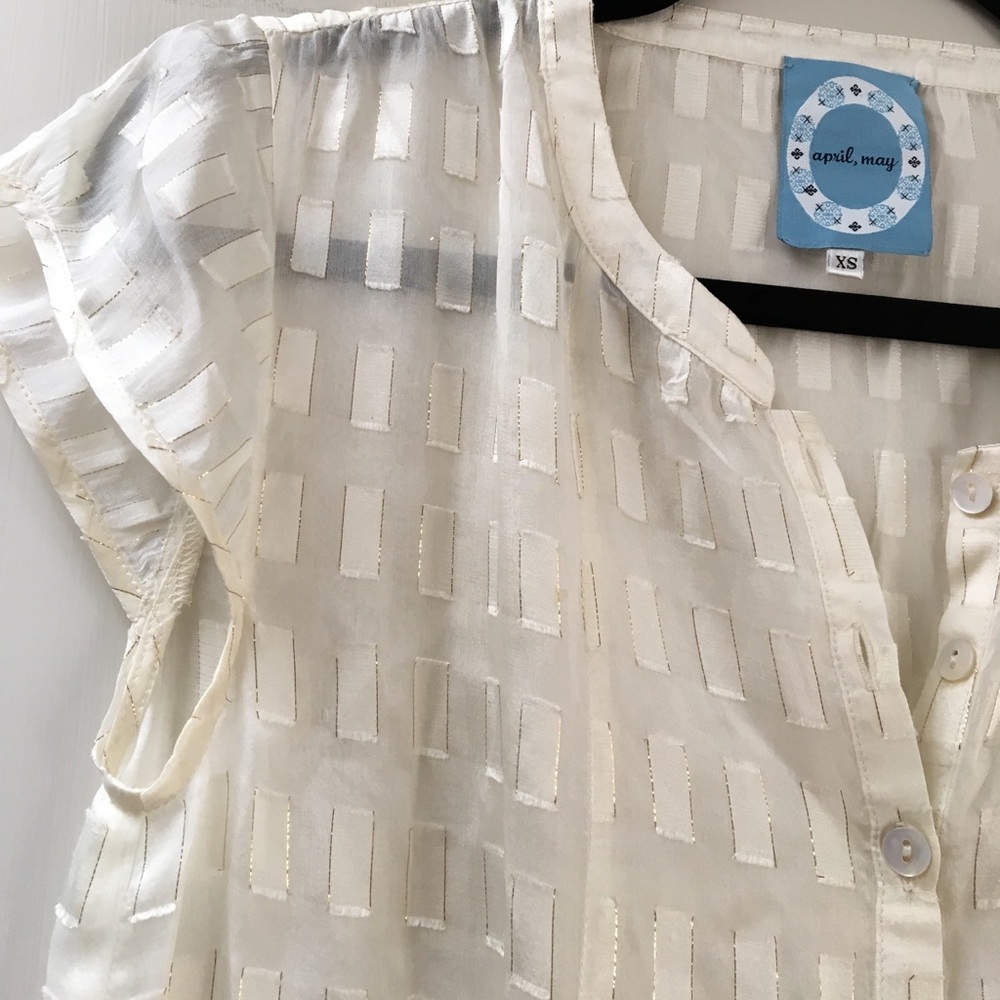 April, may silk top with gold detail
