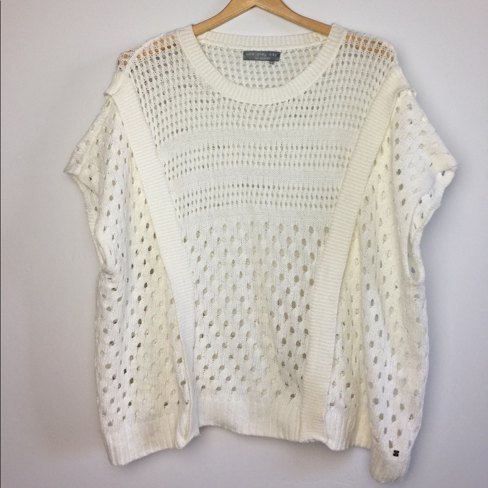 One Grey Day Short Sleeve Boho Knit Sweater