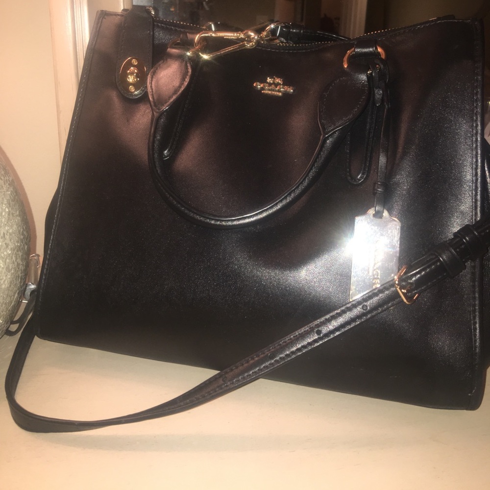 Coach Crosby Carryall Crossbody black & gold