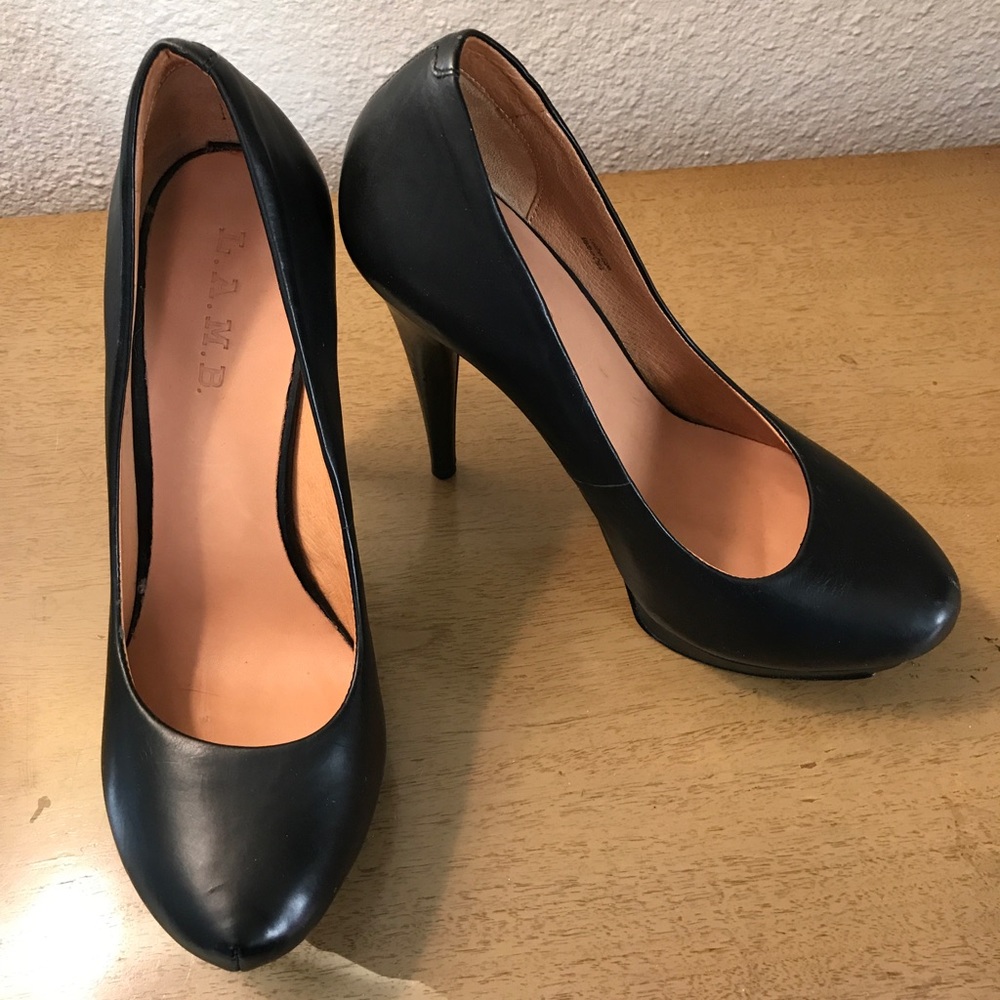 LAMB black leather platform pumps