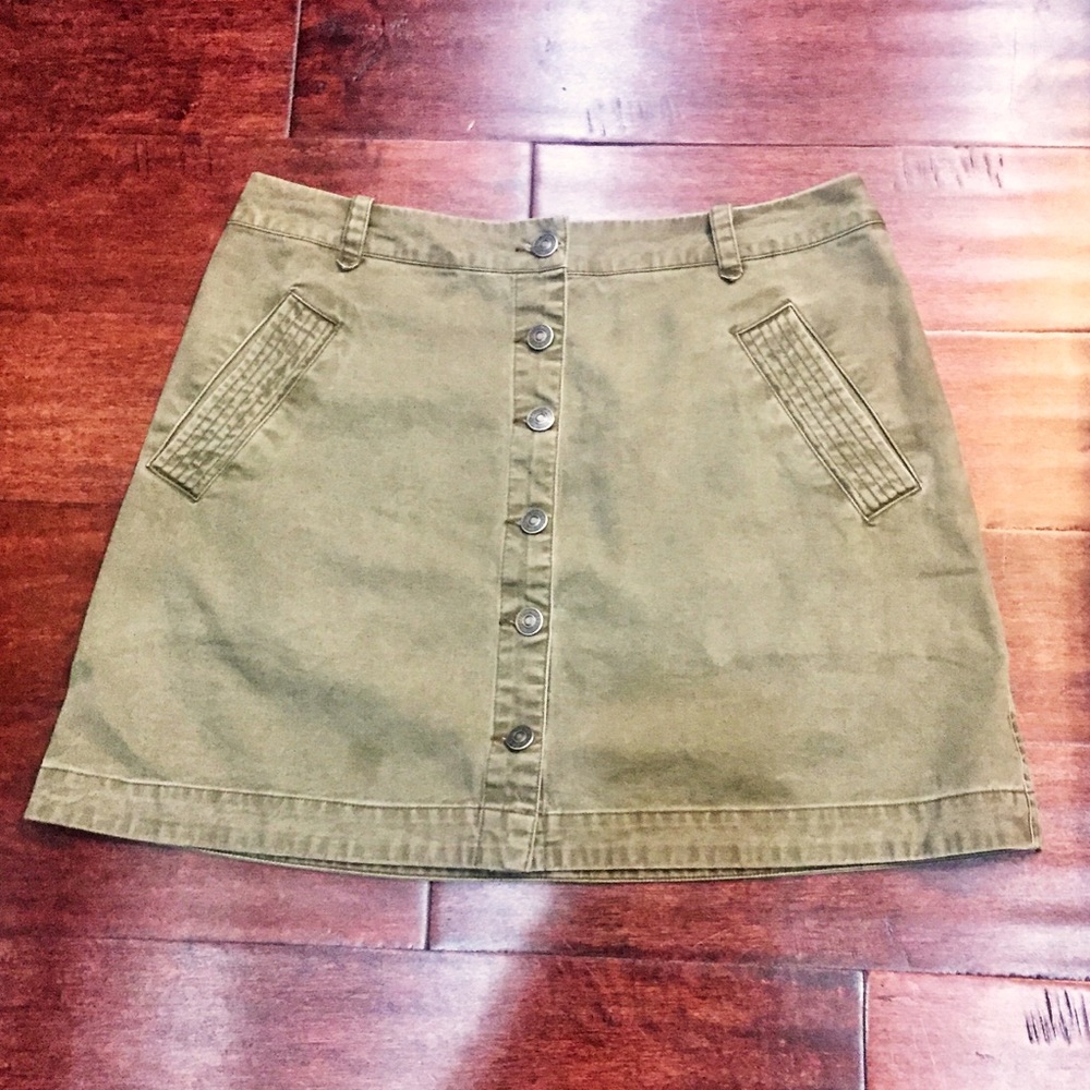 A&F button down denim A-Line skirt sz10 army green