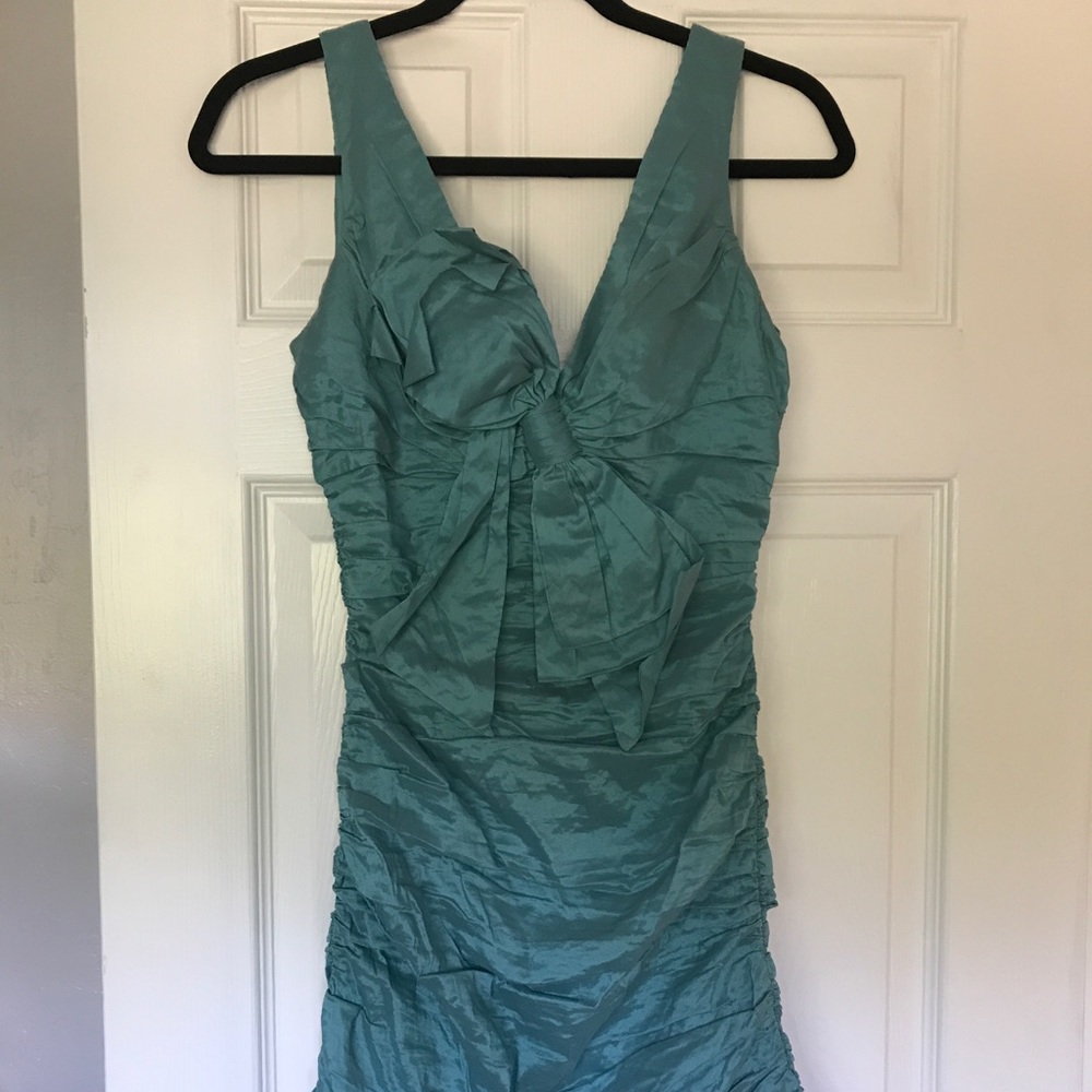 BCBG real/ turquoise dress, big stylish bow front