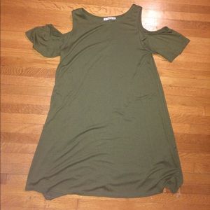 Cold-Shoulder Army Green Dress