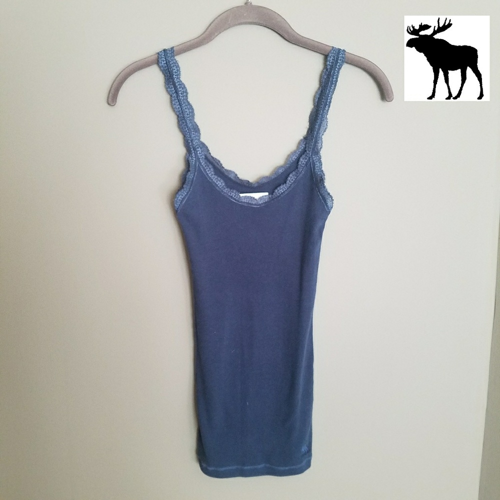 abercrombie Lace Neckline & Straps in Navy Blue