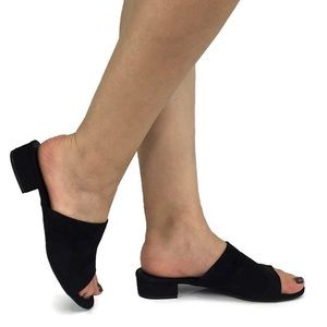 Black Open toed Mules / Sliders
