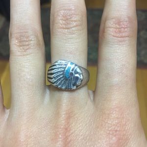 Sterling Silver Native American Chief Ring - 6