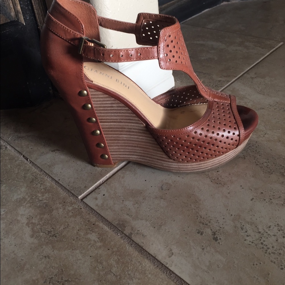 Brown wedge sandals
