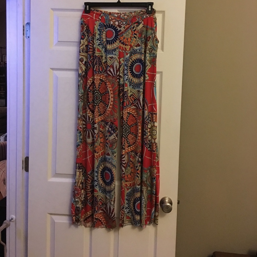 Zig Zag Stripe pleated palazzo pants