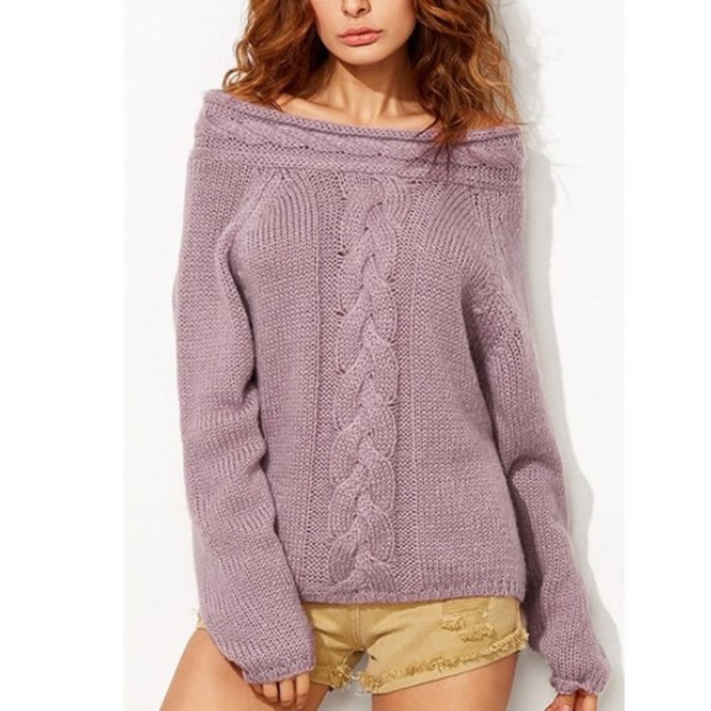Chunky Knit Sweater - MAUVE - Picture 2 of 5