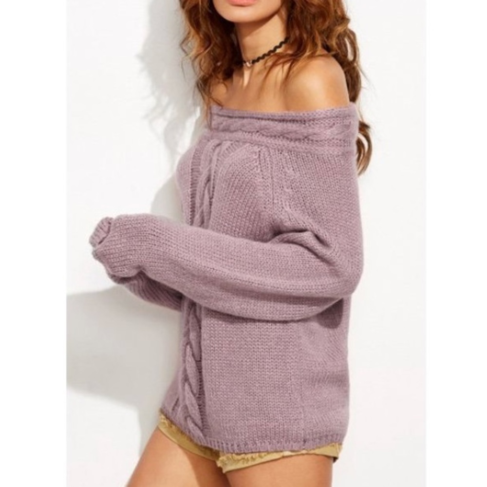 Chunky Knit Sweater - MAUVE - Picture 4 of 5